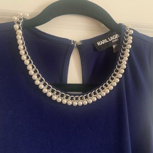 Carl Lagerfeld Sleeveless Pearl-Neck Dress
